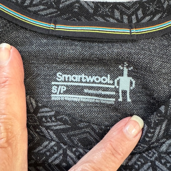 Smartwool Black pattern Classic Thermal Merino Base Layer Crewneck LS top S - Picture 3 of 8